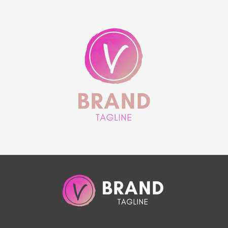 Letter V Shape Polygon Logo template element symbol in pink colorのイラスト素材
