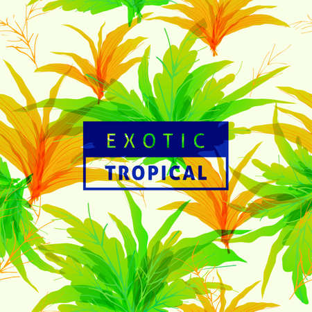 Spring tropical leaves pattern seamless background with vibrant nature colorのイラスト素材