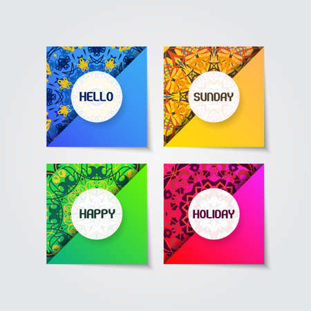 Colorful mandala ornament template collection designのイラスト素材