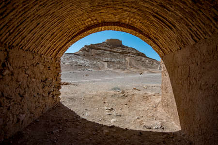 Yazd - Iran. April 23, 2017. The Temple of Silence in Yazd.With its winding lanes, forest of badgirs, mud-brick houses and delightful places to stay, Yazd is a 'don't miss' destination.のeditorial素材