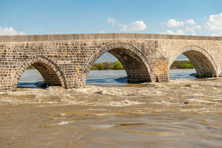 Murat River and Ancient Bridge in Mus.の写真素材