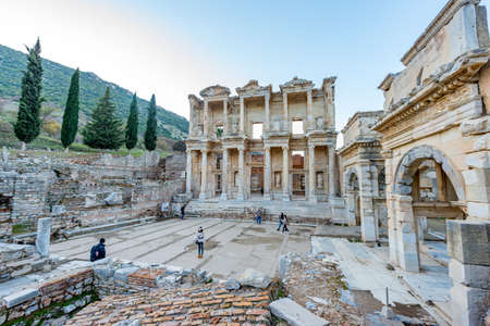 Selcuk, Izmir - Turkey. December 25, 2017. Celsus Library. The Ancient City of Ephesus in Selcuk,...