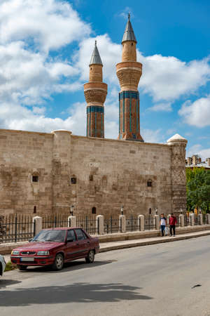 August 24,2019: Gok Medrese in Sivas City, Turkey. The structure has the biggest portal among the other theological schools in Anatolia.It is a 13th-century madrasah, an Islamic educational institutionのeditorial素材