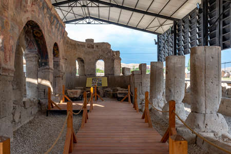 Nigde, Turkey. August 25, 2019: Andaval (Adualis, Ambabalis) Church in Aktas. In Niger. Constantine Basilica, Helena Church.のeditorial素材