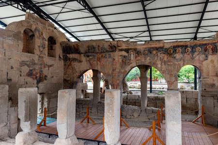 Nigde, Turkey. August 25, 2019: Andaval (Adualis, Ambabalis) Church in Aktas. In Niger. Constantine Basilica, Helena Church.のeditorial素材