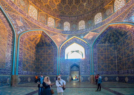 Iran's World Heritage, Imam Mosque, in Esfahan, Iran. Imam Mosque at Naqhsh-e Jahan Square in Isfahan, Iran. Imam mosque is known as Shah Mosque. Its construction finished in 1629.のeditorial素材