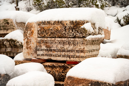 Ancient city of Heraclea, Bitlis, Turkey in winterの写真素材