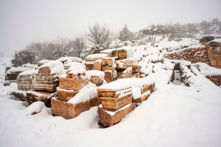 Winter scenery of Jinshanling Great Wall in winter, Chinaの写真素材