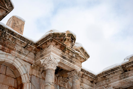 Burdur Sagalassos Archeological Site.To visit the sprawling ruins of Sagalassos, high amid the peaks of Akdag, is to approach myth.Sagalassos Ancient under the snow on a winter dayの写真素材