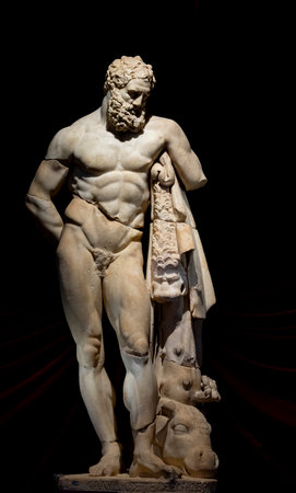 Statues, sarcophagi and other artifacts from the ancient city of Perge are exhibited in the Antalya Museum. Rows of columns in Perge, Antalya, Turkey. Remains of colonnaded streetの写真素材