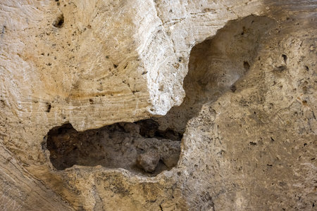 Interior of the large hall of old Karain cave, hidden in Mediterranean region. Confirms human...