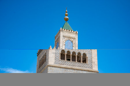 Zitouna Mosque, Located in the heart of Tunis' medina, this important mosque was founded in 734 and built on a site once occupied by a church. It was totally rebuilt in the 9th centuryの写真素材