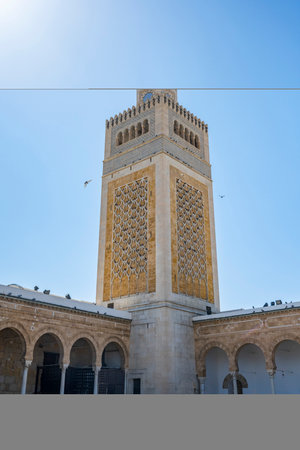 Zitouna Mosque, Located in the heart of Tunis' medina, this important mosque was founded in 734 and built on a site once occupied by a church. It was totally rebuilt in the 9th centuryの写真素材