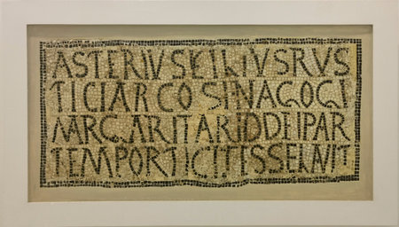 Bardo National Museum exhibiting remains of Roman mosaic. Interior of the Bardo Museum in Tunis....