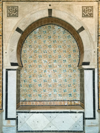 Bardo National Museum exhibiting remains of Roman mosaic. Interior of the Bardo Museum in Tunis. Bardo museum, containing world-famous collection of Roman mosaics and a lot of Romeの写真素材