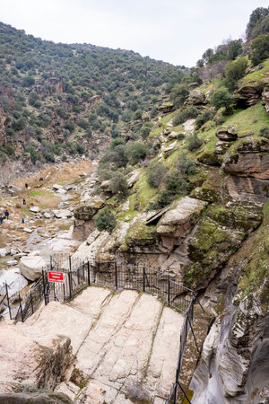 Panorama landscape of rock formations of Tasyaran Valley Natural Park canyon (Tasyaran Valley). Located in Usak (Usak), Turkeyの写真素材
