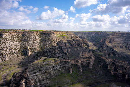 Panorama landscape of rock formations of Tasyaran Valley Natural Park canyon (Tasyaran Valley). Located in Usak (Usak), Turkeyの写真素材