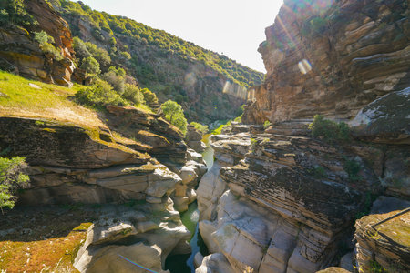 Panorama landscape of rock formations of Tasyaran Valley Natural Park canyon (Tasyaran Valley, Canyon). Located in Usak (Usak), Turkeyの写真素材