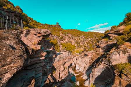 Panorama landscape of rock formations of Tasyaran Valley Natural Park canyon (Tasyaran Valley, Canyon). Located in Usak (Usak), Turkeyの写真素材