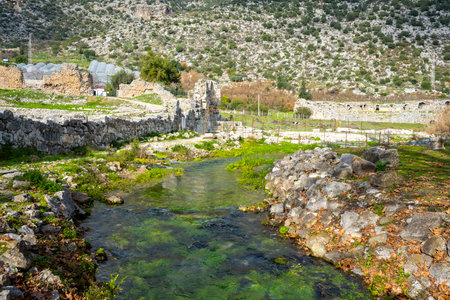 The remains of the ancient city of Limyra, are situated on the Kumluca-Finike road 11 km after Kumluca, in village, and on the mountain hillsides to the Finike plain, Antの写真素材