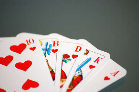 poker game with royal flushの写真素材
