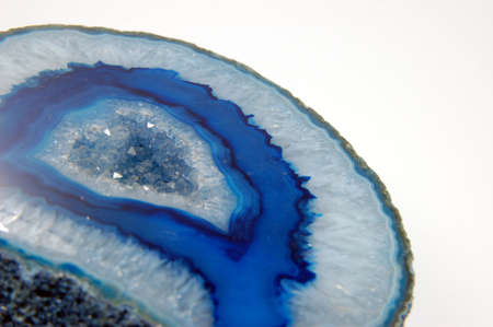 Closeup of blue agate isolated on white backgroundの写真素材