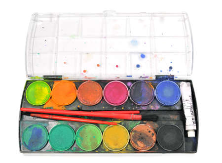 closeup of paintbox with watercolorsの写真素材