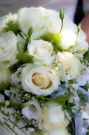 wedding bouquet with white rosesの写真素材
