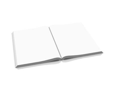 blank open book isolated on white backgroundの写真素材