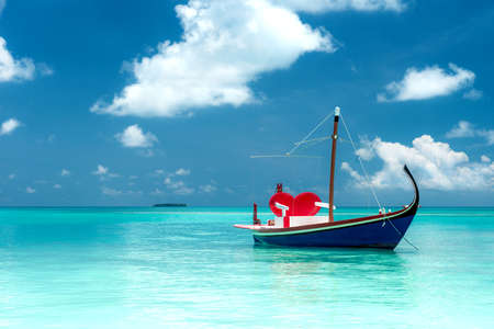 Love Boat on the seaの写真素材