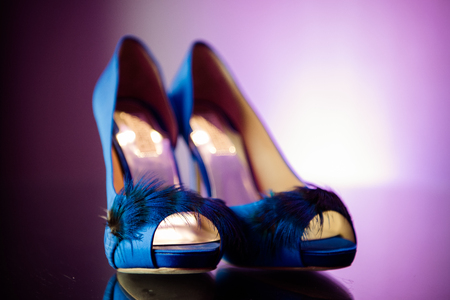 Blue Feather High Heelsの写真素材