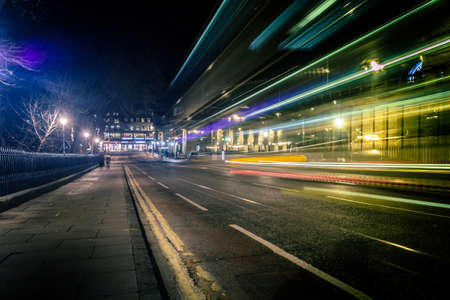 Edinburgh Night traffic, cityscape, Scotlandの写真素材