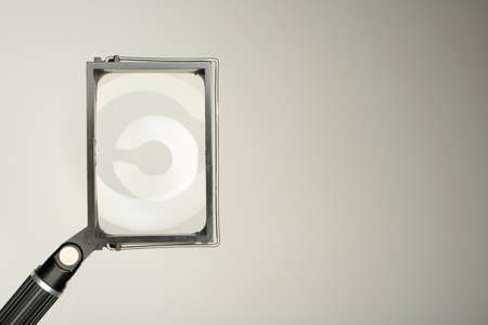 magnifier glass isolated on white background, equipment lens or magnifier loupeの写真素材