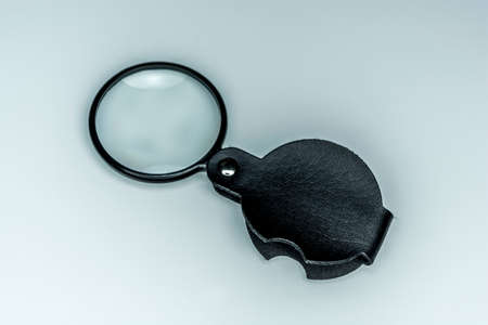 magnifier glass isolated on white background, equipment lens or magnifier loupeの写真素材