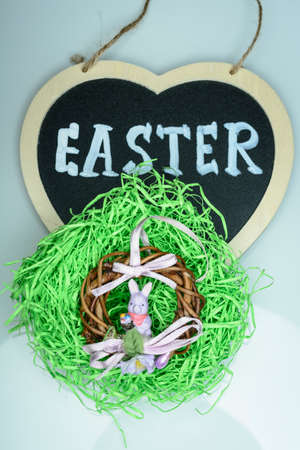 Funny Colorful Easter composition isolated on white background. Copy space