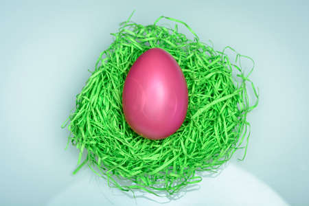 Funny Colorful Easter composition isolated on white background. Copy spaceの写真素材