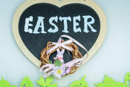 Funny Colorful Easter composition isolated on white background. Copy spaceの写真素材