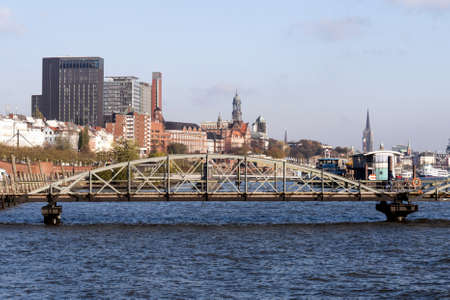 Hamburg and river joint in the background photography of Hamburg district at Hamburg harbor in daylightの写真素材