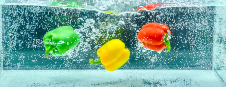 Bell pepper agreed to in the water.の写真素材