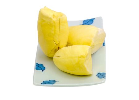 delicious fruit, durian on plate on white background