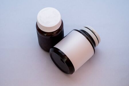 bottle with closed bottle on white backgroundの写真素材