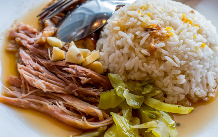 Delicious fresh ham pork on rice