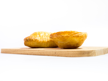 Desert, Curry puff pastry egg tart on woodの写真素材
