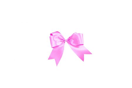 pink bows on white background, pink ribbonの写真素材