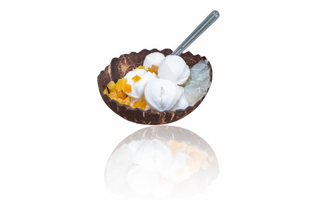 ice-cream in nature containersの写真素材