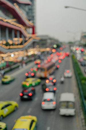 Blurred of traffic jam in Bangkok, Thailand. (blur image)