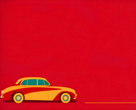 Retro car on a red background with space for your text. AI Generativeの素材