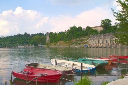 rowboats on the shoreの写真素材