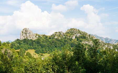 Beautiful alpine panorama of Lombardy in a sunny day, Italyの写真素材
