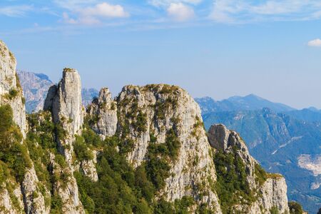 Beautiful alpine panorama of Lombardy in a sunny day, Italyの写真素材